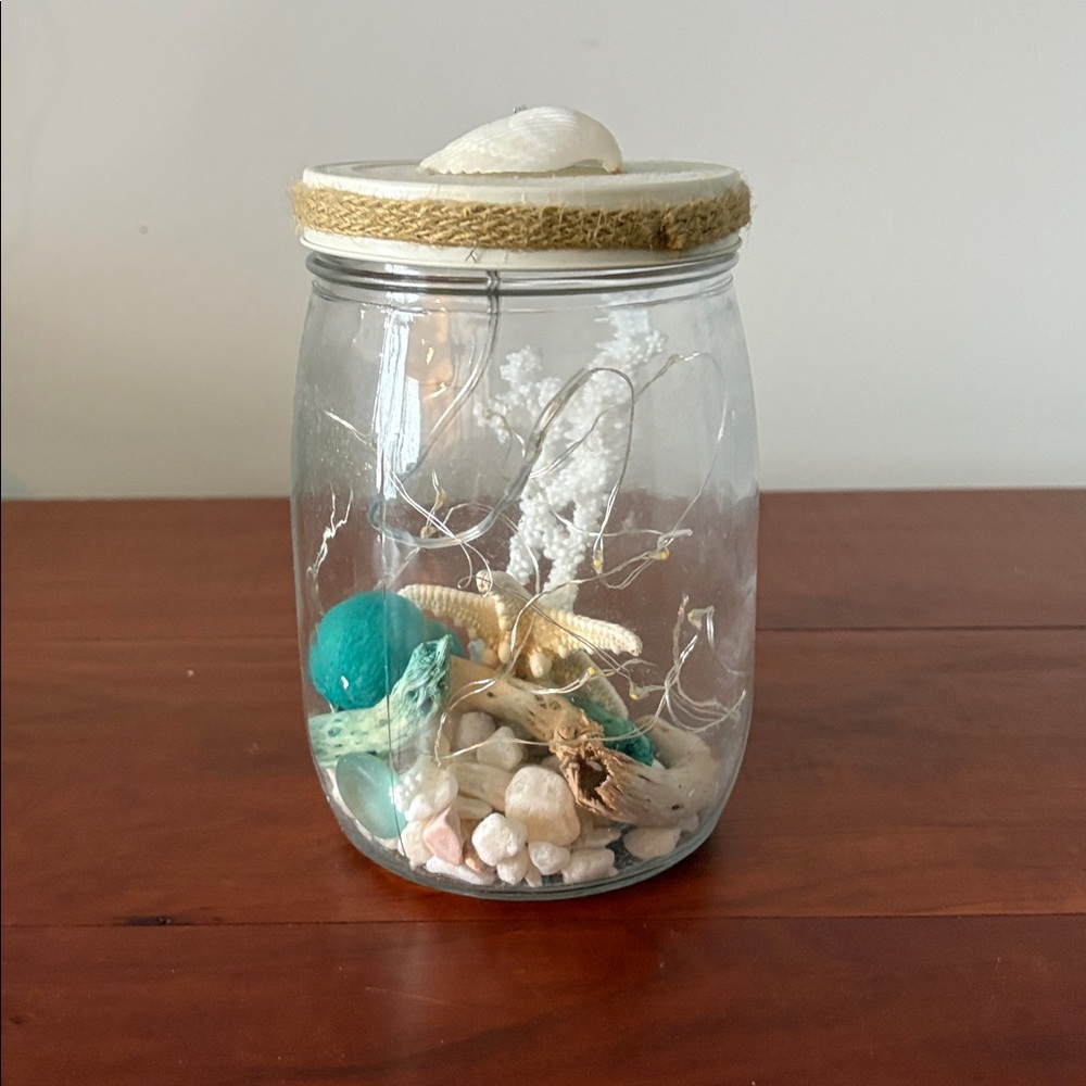 Coastal Seashell Lighted Jar